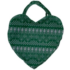 Christmas Knit Digital Giant Heart Shaped Tote by Mariart