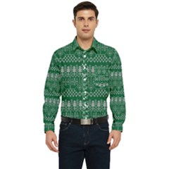 Christmas Knit Digital Men s Long Sleeve Pocket Shirt 