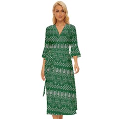 Christmas Knit Digital Midsummer Wrap Dress