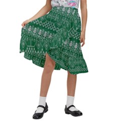 Christmas Knit Digital Kids  Ruffle Flared Wrap Midi Skirt