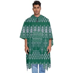 Christmas Knit Digital Men s Hooded Rain Ponchos