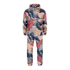 Waves Ocean Sea Water Pattern Rough Seas Digital Art Nature Nautical Hooded Jumpsuit (kids) by Bedest