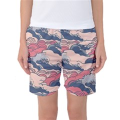 Waves Ocean Sea Water Pattern Rough Seas Digital Art Nature Nautical Women s Basketball Shorts