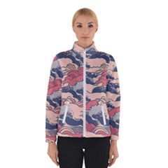 Waves Ocean Sea Water Pattern Rough Seas Digital Art Nature Nautical Women s Bomber Jacket