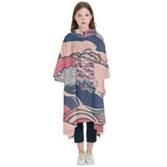 Waves Ocean Sea Water Pattern Rough Seas Digital Art Nature Nautical Kids  Hooded Rain Ponchos by Bedest