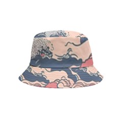 Waves Ocean Sea Water Pattern Rough Seas Digital Art Nature Nautical Inside Out Bucket Hat (kids) by Bedest