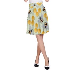 Bees Pattern Honey Bee Bug Honeycomb Honey Beehive A-line Skirt by Bedest