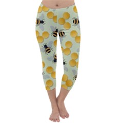 Bees Pattern Honey Bee Bug Honeycomb Honey Beehive Capri Winter Leggings 