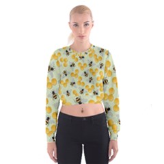 Bees Pattern Honey Bee Bug Honeycomb Honey Beehive Cropped Sweatshirt