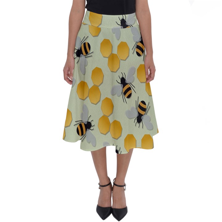 Bees Pattern Honey Bee Bug Honeycomb Honey Beehive Perfect Length Midi Skirt