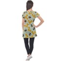 Bees Pattern Honey Bee Bug Honeycomb Honey Beehive Puff Sleeve Tunic Top View2