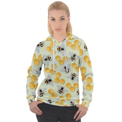 Bees Pattern Honey Bee Bug Honeycomb Honey Beehive Women s Overhead Hoodie by Bedest