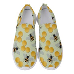 Bees Pattern Honey Bee Bug Honeycomb Honey Beehive Women s Slip On Sneakers by Bedest