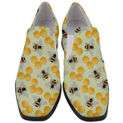 Bees Pattern Honey Bee Bug Honeycomb Honey Beehive Women Slip On Heel Loafers by Bedest