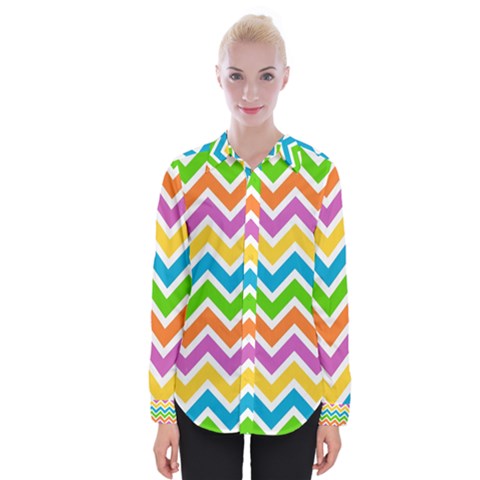 Chevron Pattern Design Texture Womens Long Sleeve Shirt by Apen