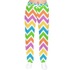 Chevron Pattern Design Texture Women Velvet Drawstring Pants