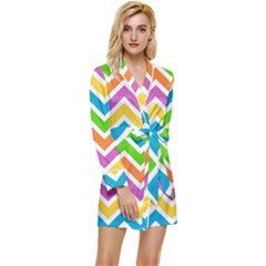 Chevron Pattern Design Texture Long Sleeve Satin Robe