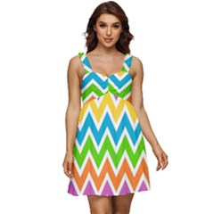 Chevron Pattern Design Texture Ruffle Strap Babydoll Chiffon Dress