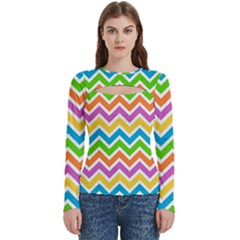 Chevron Pattern Design Texture Women s Cut Out Long Sleeve T-shirt