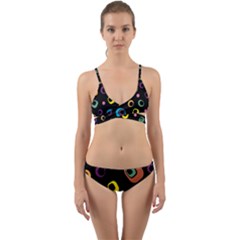 Abstract Background Retro 60s 70s Wrap Around Bikini Set by Apen