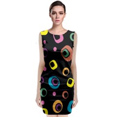 Abstract Background Retro 60s 70s Sleeveless Velvet Midi Dress