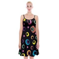 Abstract Background Retro 60s 70s Spaghetti Strap Velvet Dress