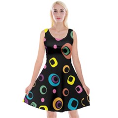 Abstract Background Retro 60s 70s Reversible Velvet Sleeveless Dress