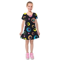 Abstract Background Retro 60s 70s Kids  Short Sleeve Velvet Dress