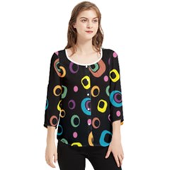 Abstract Background Retro 60s 70s Chiffon Quarter Sleeve Blouse by Apen