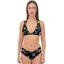 Abstract Background Retro 60s 70s Double Strap Halter Bikini Set View1