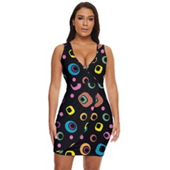 Abstract Background Retro 60s 70s Draped Bodycon Dress by Apen