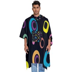 Abstract Background Retro 60s 70s Men s Hooded Rain Ponchos