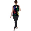 Handprints Hand Print Colourful Mock Neck Chiffon Sleeveless Top View2