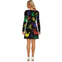 Handprints Hand Print Colourful Long Sleeve Wide Neck Velvet Dress View4