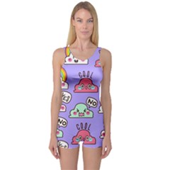 Cloud Seamless Pattern One Piece Boyleg Swimsuit by Apen