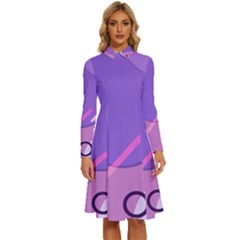 Colorful Labstract Wallpaper Theme Long Sleeve Shirt Collar A-line Dress by Apen