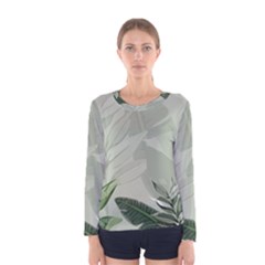 Banana Leaf Plant Pattern Women s Long Sleeve T-shirt