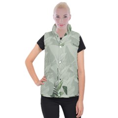 Banana Leaf Plant Pattern Women s Button Up Vest