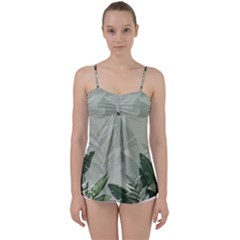 Banana Leaf Plant Pattern Babydoll Tankini Top by anzea