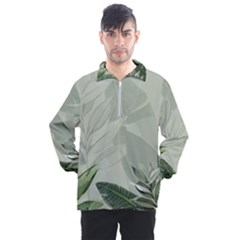 Banana Leaf Plant Pattern Men s Half Zip Pullover