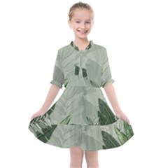 Banana Leaf Plant Pattern Kids  All Frills Chiffon Dress by anzea