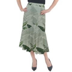 Banana Leaf Plant Pattern Midi Mermaid Skirt