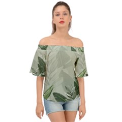 Banana Leaf Plant Pattern Off Shoulder Short Sleeve Top