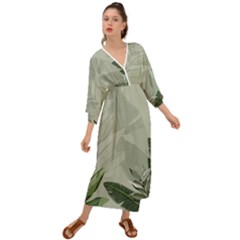 Banana Leaf Plant Pattern Grecian Style  Maxi Dress