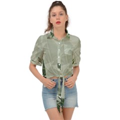 Banana Leaf Plant Pattern Tie Front Shirt  by anzea