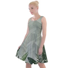 Banana Leaf Plant Pattern Knee Length Skater Dress