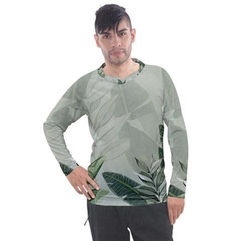 Banana Leaf Plant Pattern Men s Pique Long Sleeve T-shirt by anzea