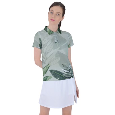 Banana Leaf Plant Pattern Women s Polo T-shirt by anzea