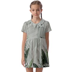 Banana Leaf Plant Pattern Kids  Asymmetric Collar Dress