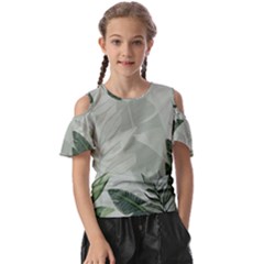 Banana Leaf Plant Pattern Kids  Butterfly Cutout T-shirt